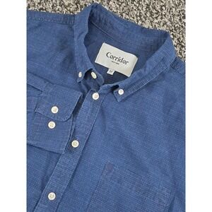Corridor New York Shirt Mens Medium Blue AOP Button Up Long Sleeve